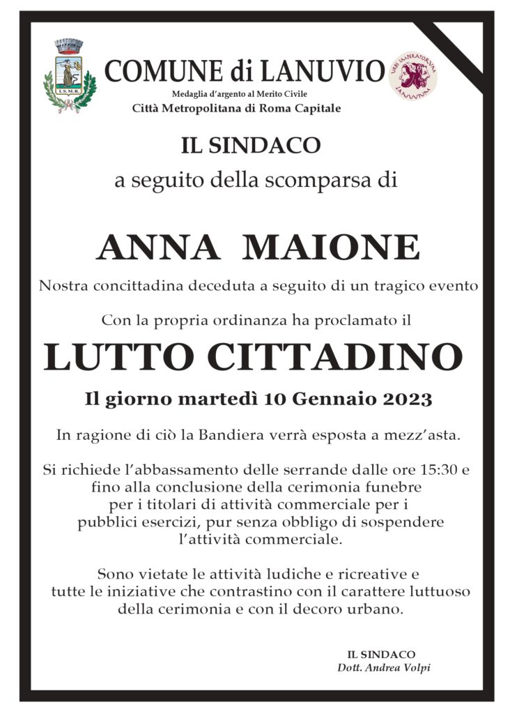 Manifesto Lutto Anna Maione