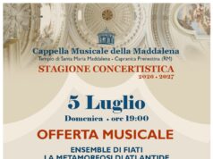 Stagione Concertistica a Capranica Prenestina:” Concerto Ensemble di Fiati La “Metamorfosi di Atlantide” il 5 Luglio presso la Cappella Musicale della Maddalena Capranica Prenestina stagione concertistica
