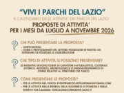 Castelli Romani, “Vivi i Parchi del Lazio” da luglio a novembre 2026 Castelli Romani parco regionale