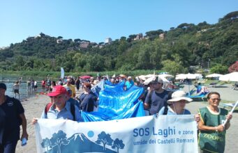 Centinaia di cittadini sulle spiagge e in acqua per salvare i Laghi dei Castelli Romani lago castelli romani