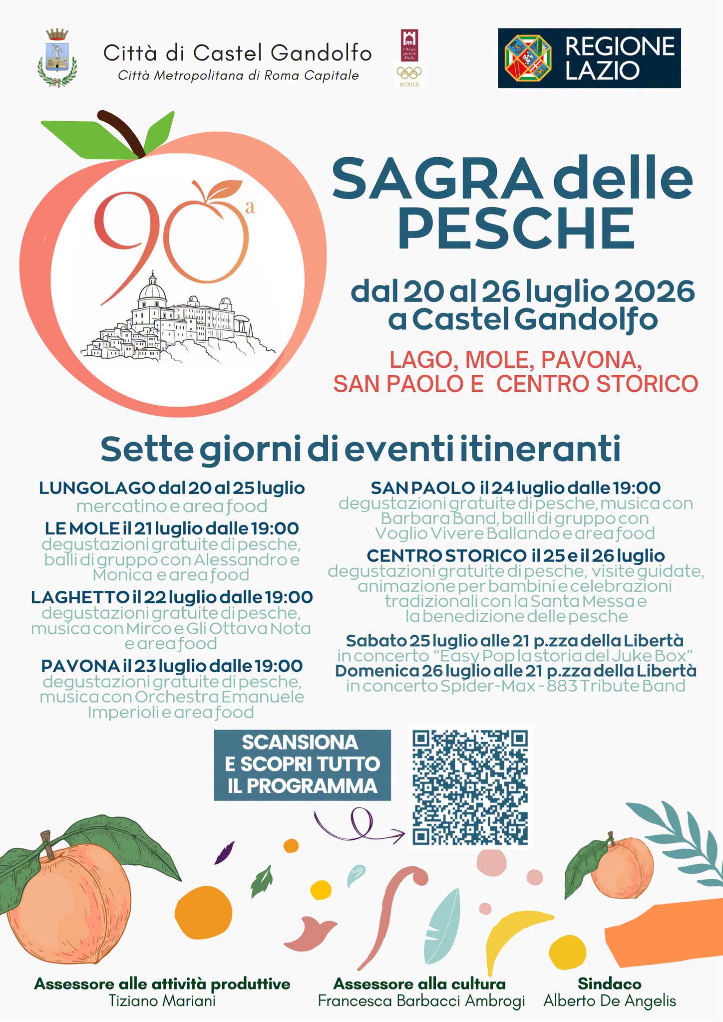 Castel Gandolfo si accende per la 90^ Sagra delle Pesche: un’edizione diffusa tra gusto e tradizione castel gandolfo sagra delle pesche