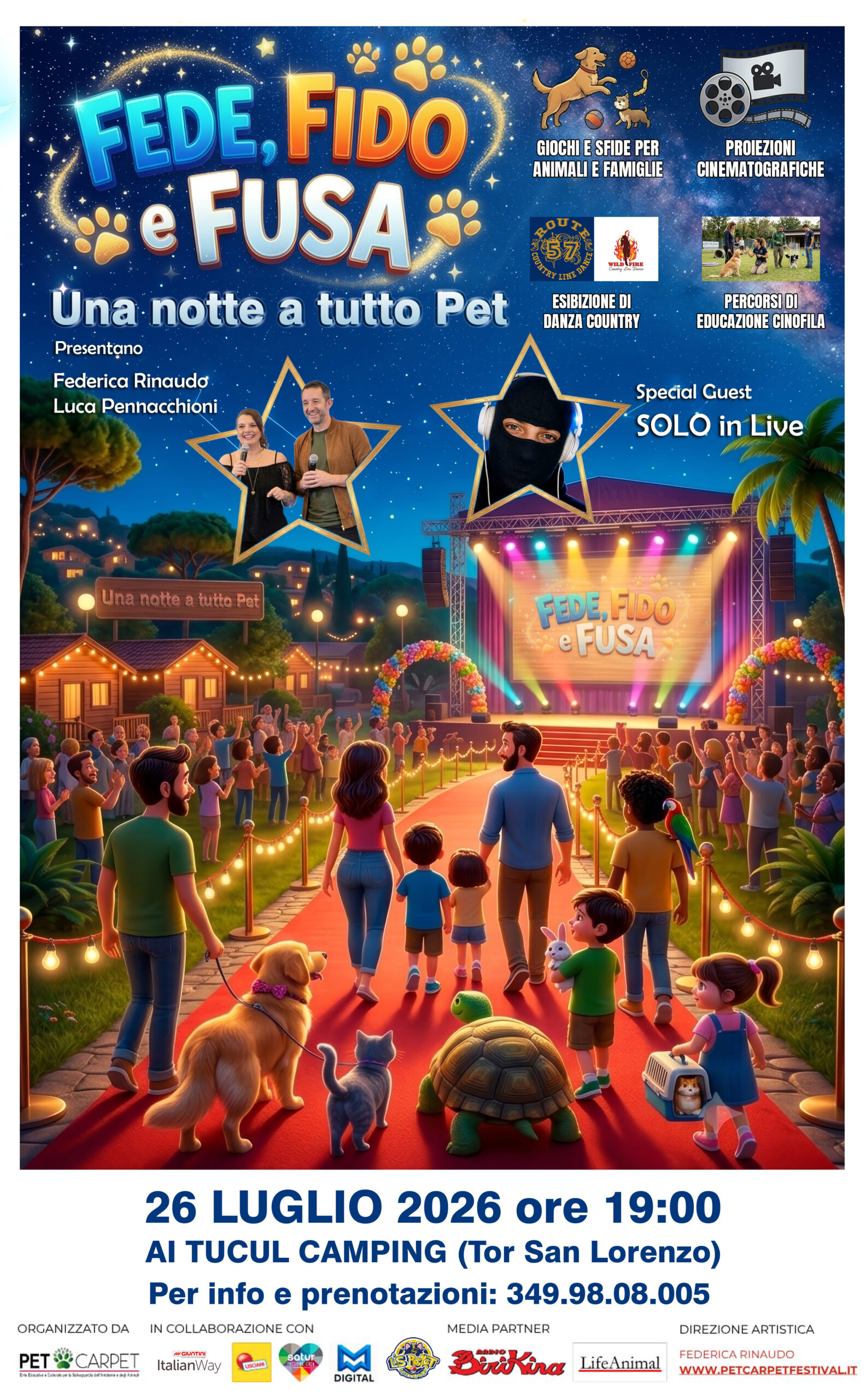 Fede, Fido & Fusa – Una notte a tutto Pet”. Ai Tucul di Tor San Lorenzo, alle porte di Roma, una serata speciale dedicata all’amore per gli animali