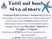 A Rocca Priora e Colle di Fuori arriva la navetta estiva per il litorale rocca priora navetta estiva
